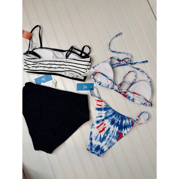 NWT Cupshe Two Piece Swimsuit Bikini Bralette Escaping Black Cheeky BUNDLE Sz S - Picture 2 of 7